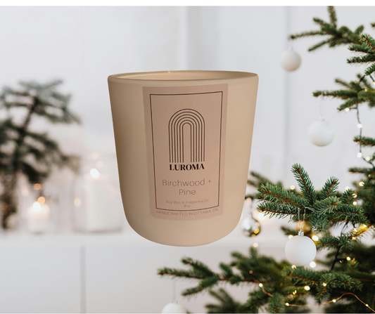 Birchwood + Pine Holiday Candle (Matte White Vessel)