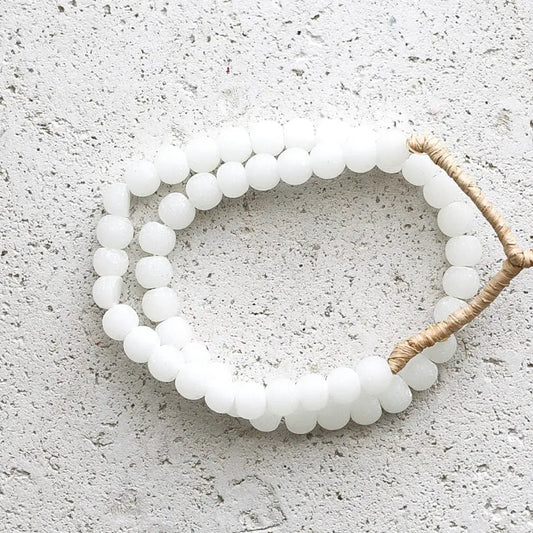 Boho Recycled Glass Beads Frosted White
