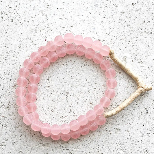 Boho Recycled Glass Beads Light Pink